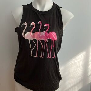 Flamingo Graphic Black Tank Top